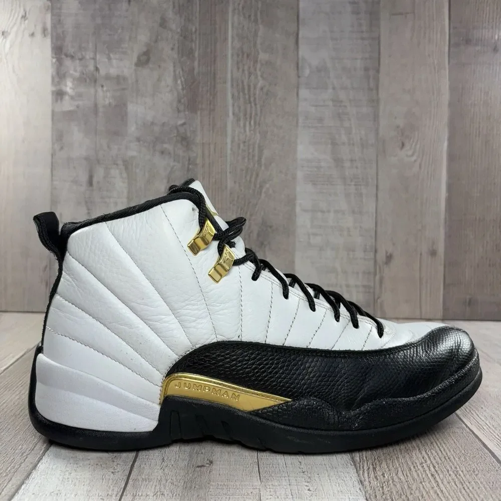 Air Jordan 12 Retro Royalty Taxi Men's Size 9.5 Sneakers Basketball White Black